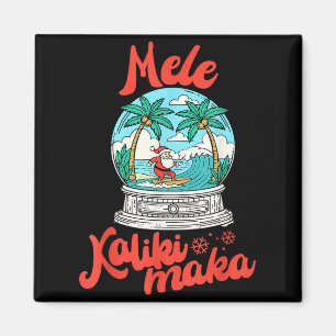 Aimant Mele Kalikimaka Boule à Neige Père Noël Vintage Ha