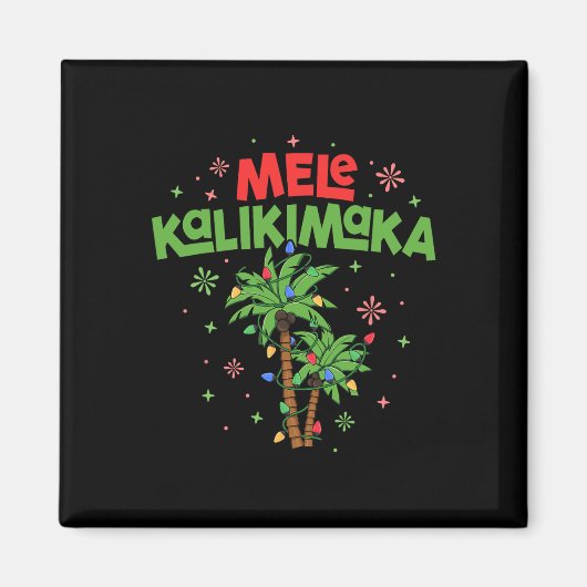 Aimant Mele Kalikimaka Hawaiian Christmas Palm Tree Light (Devant)