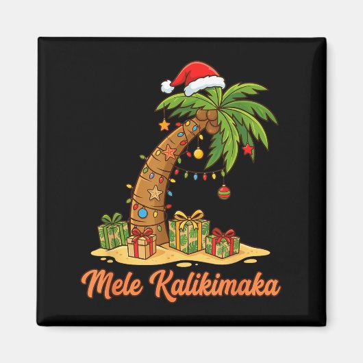 Aimant Mele Kalikimaka Hawaiian Christmas Palm Trees  (Devant)