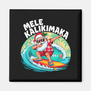 Aimant Mele Kalikimaka Noël hawaïen Santa Surf B