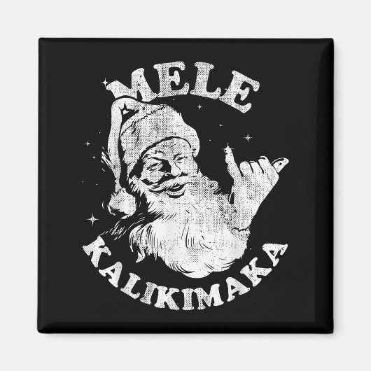 Aimant Mele Kalikimaka Retro Hawaii Santa Aloha Christmas (Devant)