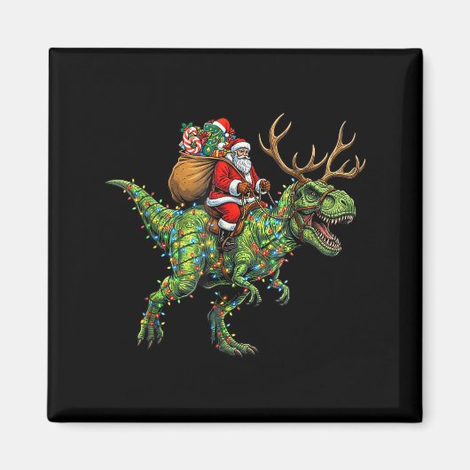 Aimant Meme 67 Christmas Santa Riding Dinosaur T Rex Boys (Devant)