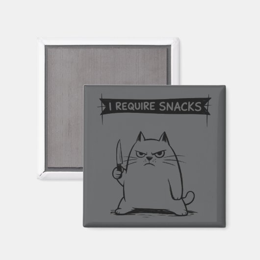 Aimant Mème de chat drôle J'ai besoin de snacks (Recto/Verso)
