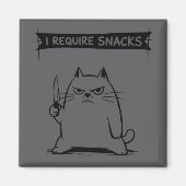 Aimant Mème de chat drôle J'ai besoin de snacks (Devant)