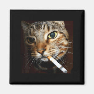 Aimant Mème de chat qui fume drôle humour noir chat sarca