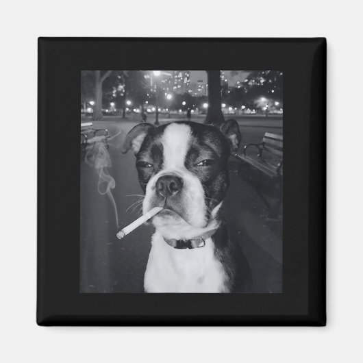 Aimant Mème de chien qui fume drôle Cigarette Mème de chi (Devant)