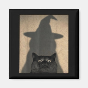 Aimant Mème de sorcière de chat noir drôle Halloween vint