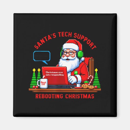 Aimant Mème informatique drôle Rebooting du soutien techn (Devant)