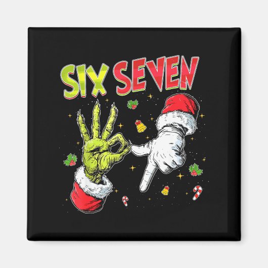 Aimant Meme Numéro 67 Bro Slang Six Sept Noël Main (Devant)