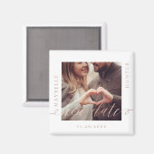 Aimant Même plan Nouvelle date | Rose Gold Script Couple  (Recto/Verso)