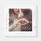 Aimant Même plan Nouvelle date | Rose Gold Script Couple (Devant)