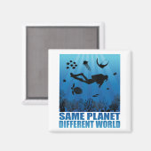 Aimant Même Planète Différents Monde Plongeur Scuba Diver (Recto/Verso)