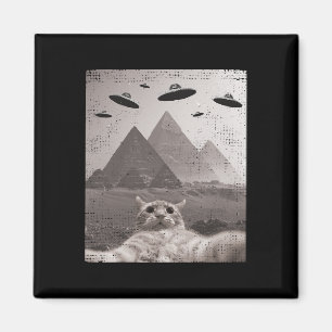 Aimant Mème Ufo Chat - Selfie Chat Drôle Avec Ufos