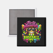 Aimant Mèmes d'animaux de fête baseball singe drôle (Recto/Verso)