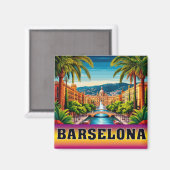 Aimant 🧲 Mémoire de vacances à la plage de Barcelone Esp (Recto/Verso)