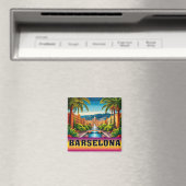 Aimant 🧲 Mémoire de vacances à la plage de Barcelone Esp (In Situ (Lave-vaisselle))