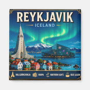 Aimant 🧲 Mémoire de vacances à Reykjavik Islande pour le