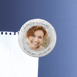 Aimant Mémorial argent scintille l'amour photo toujours