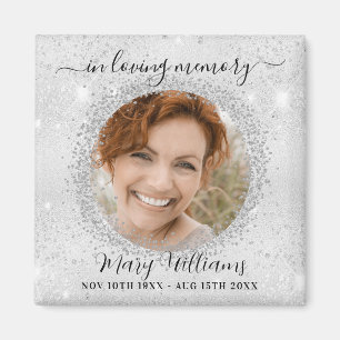 Aimant Mémorial brillant argent photo élégant