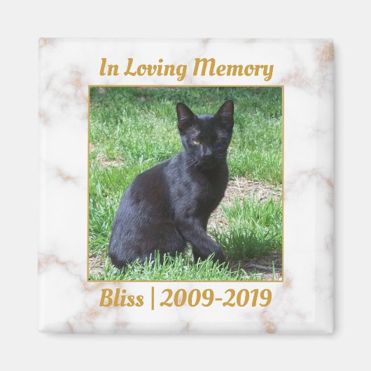 Aimant Mémorial en marbre blanc et or (Devant)