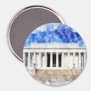 Aimant Mémorial Lincoln façade en aquarelle