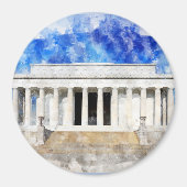 Aimant Mémorial Lincoln façade en aquarelle (Devant)