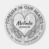 Aimant Mémorial personnalisé | Ange, ailes et coeur (Devant)