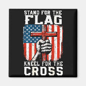 Aimant Men Stand For Flag Kneel The Cross Christian Patri (Devant)