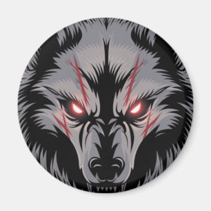 Aimant Menacer le loup avec les yeux rouges brillants
