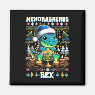 Aimant Menorasaurus Rex Dino Trex Sweat-shirt de Noël dég