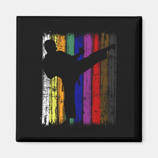 Aimant Mens Silhouette Karate Belt Couleurs (Devant)