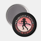 Aimant Mentalité de course pour filles - Coureuse intrépi (Recto/Verso)