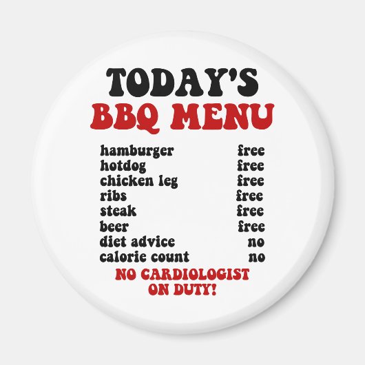 Aimant Menu Drôle Barbecue (Devant)