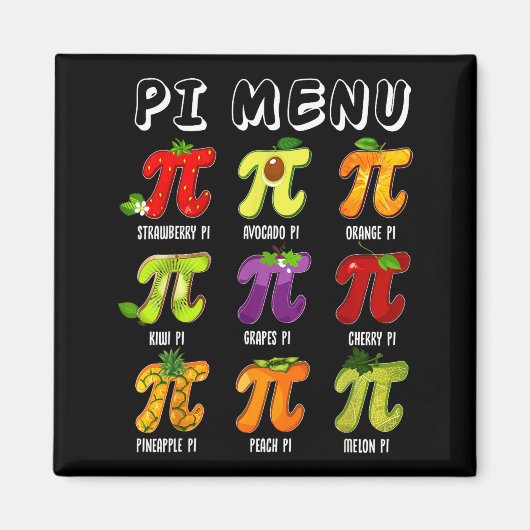 Aimant Menu Pi 3.14 Symbole Pi Drôle Prof de Fruit Enfant (Devant)