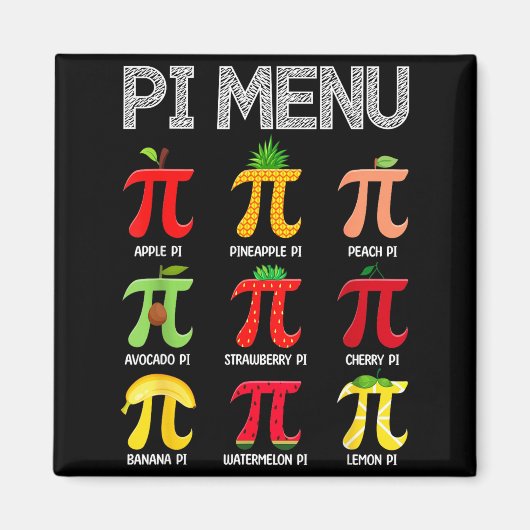 Aimant Menu Pi Fruit Joyeuse Journée Pi Prof de Maths Sym (Devant)
