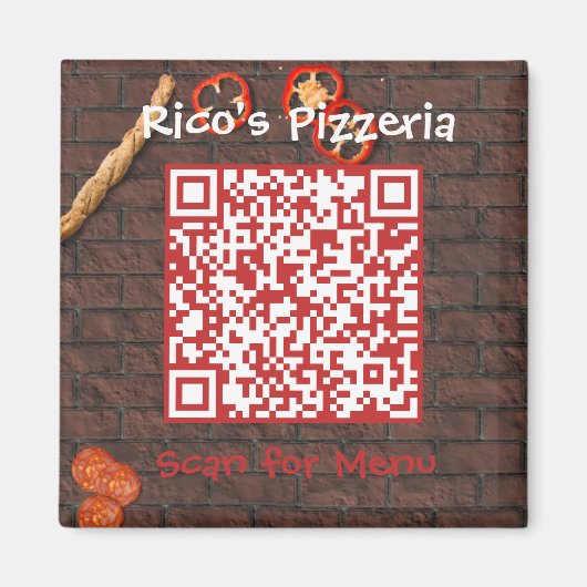 Aimant Menu Pizzeria personnalisé Code QR (Devant)