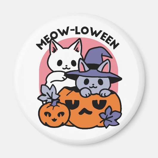 Aimant Meow-Loween - Cute Halloween Conception Chat (Devant)