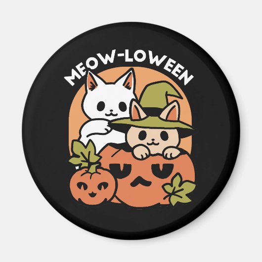 Aimant Meow-Loween - Festive Halloween Conception de chat (Devant)