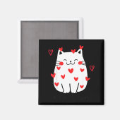 Aimant Meowentine Cute Cat Valentines Day Men Women Cat D (Recto/Verso)