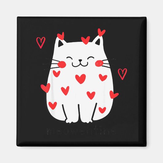Aimant Meowentine Cute Cat Valentines Day Men Women Cat D (Devant)