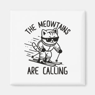 Aimant Meowest appelé Drôle Ski Chat Snow Ski Lo
