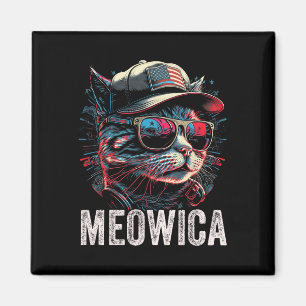 Aimant Meowica 4 juillet Chat Drapeau Américain Amérique