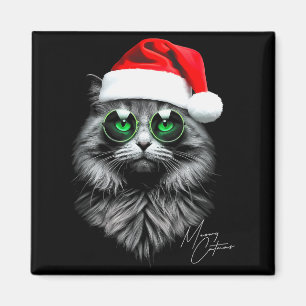 Aimant Meowy Catmas Drôle Cool Xmas Chat Chapeau de Père 