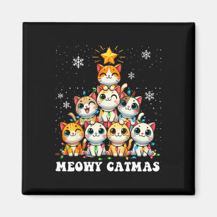 Aimant Meowy Catmas Funny Noël Arbre Lumières Cute Chat