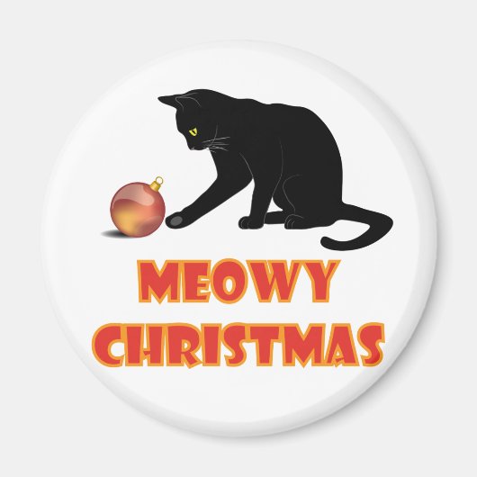 Aimant Meowy Christmas Funny Chat (Devant)