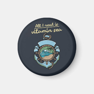 Aimant Mer de vitamine Ancre nautique Vague Citation Plag