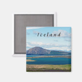 Aimant Mer du matin islandais avec fermes dans un fjord (Recto/Verso)