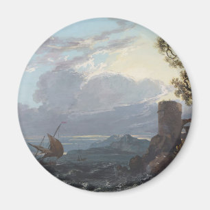 Aimant Mer orageuse avec ruine et figures du château (c.1