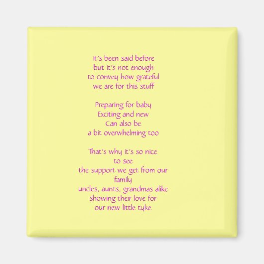 Aimant Merci cadeau bébé (Devant)