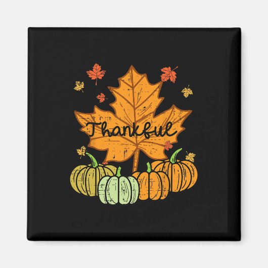 Aimant Merci Citrouille feuille mignon Thanksgiving Fall (Devant)